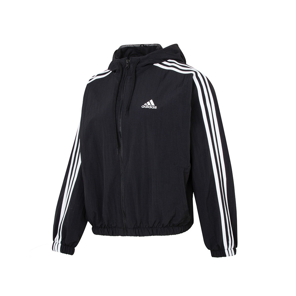 Adidas阿迪达斯夹克女装三条纹运动服连帽休闲外套HT3399