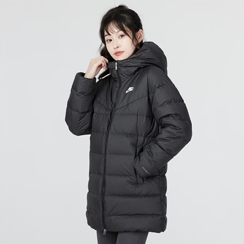 NIKE耐克（NIKE）女装冬季新款休闲舒适防风保暖跑步运动服连帽中长款 DQ6874-010